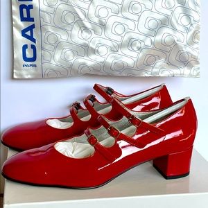 Carel Kina Red Patent Leather Mary Jane Pumps